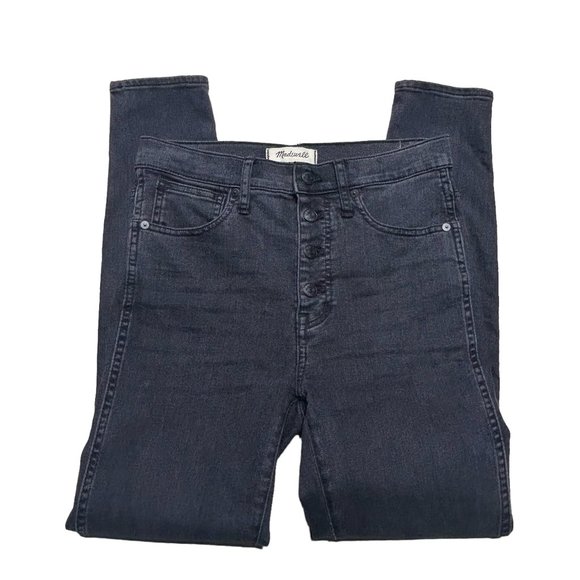 Madewell Jeans 10" High Rise Skinny Womens Size 27 Button Fly Stretch Black Wash - Picture 4 of 11